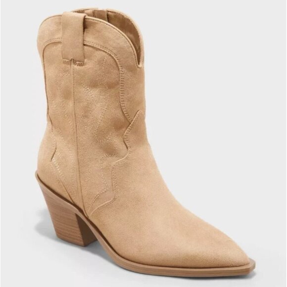 Universal Thread Women's Jacey Western Ankle Boots Tan Size 9W NWT - Picture 1 of 8